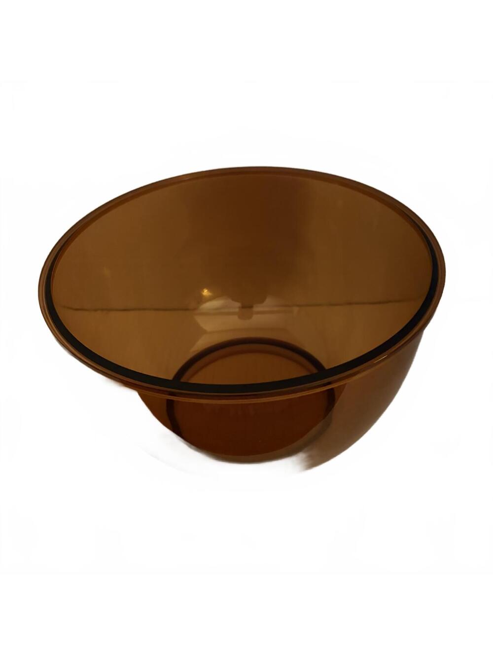 Vintage Dansk Designs amber acrylic salad bowl with serving utensils. - Picture 10 of 16